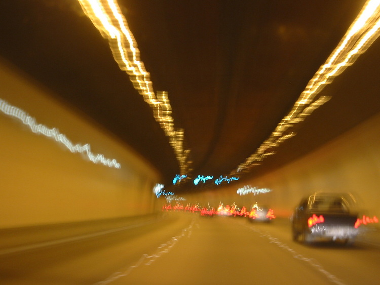 Driving through a tunnel