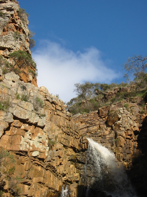 Water flowing over waterfall