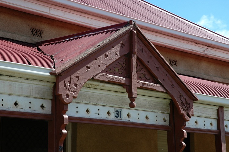 A corrugated iron verandah