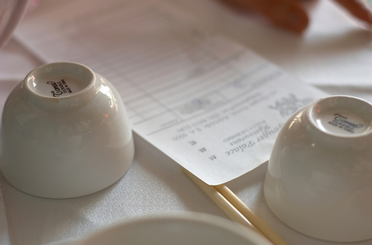 Tea cups and chopsticks
