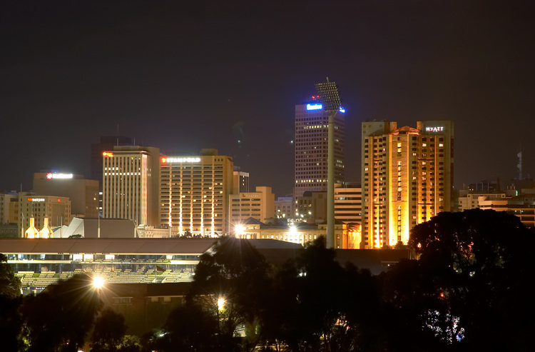 Adelaide seen from Montefiore Hill at night