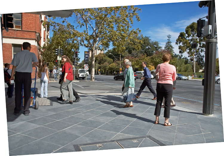 People at the corner of Gawler Place and North Terrace