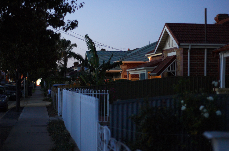 Houses at dusk