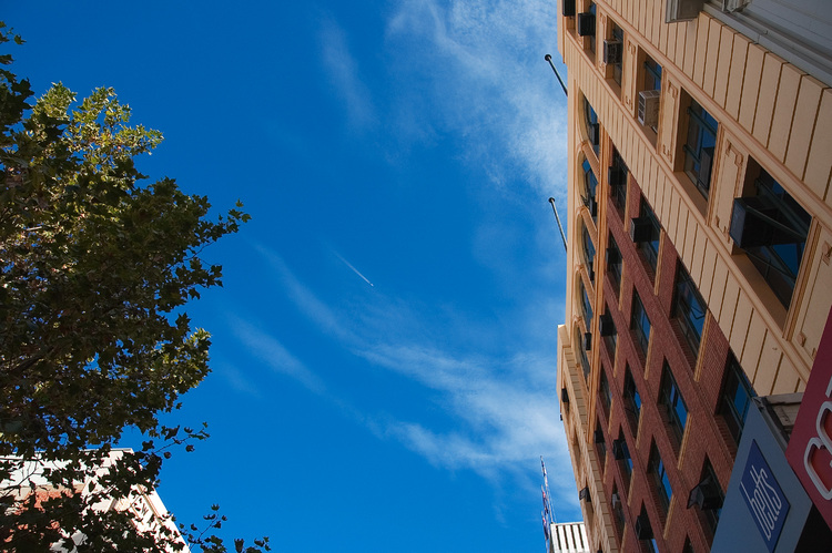 Looking skyward, in Rundle Mall, Adelaide