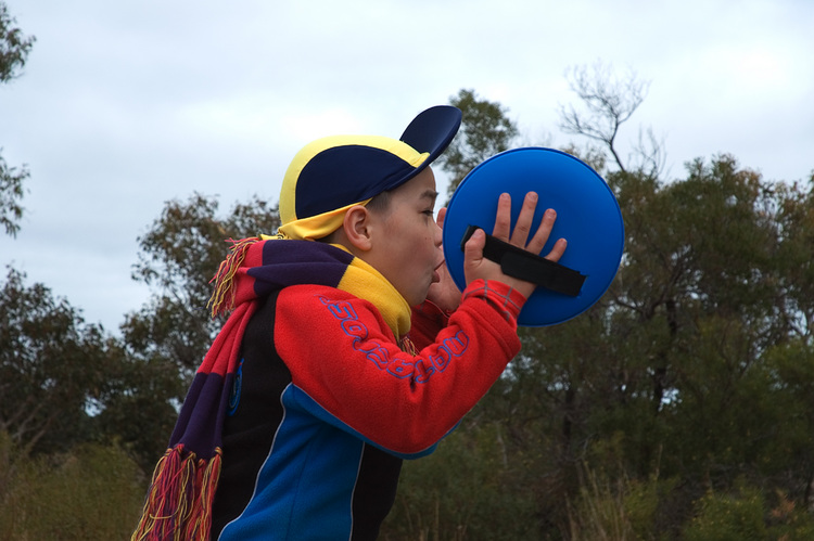 Michael preparing to catch a velcro ball