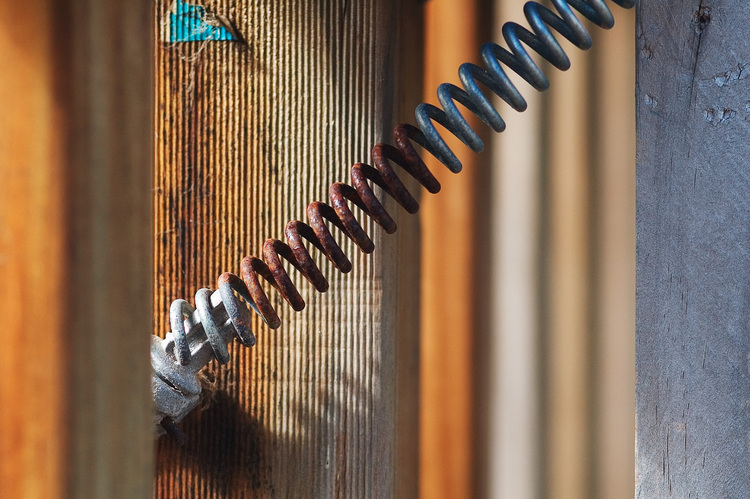 A spring on a wooden gate