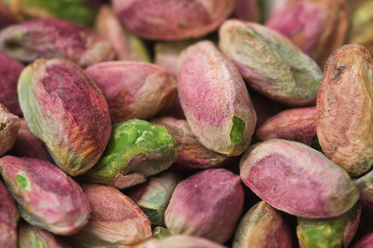 Closeup of pistachio nuts