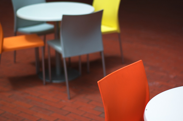 Plastic chairs and tables