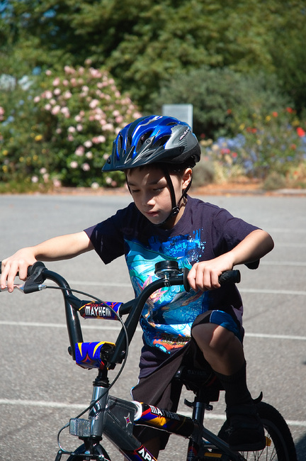 Michael riding his bike