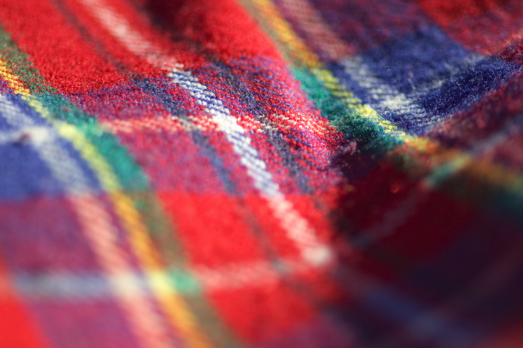 Closeup of a tartan picnic rug