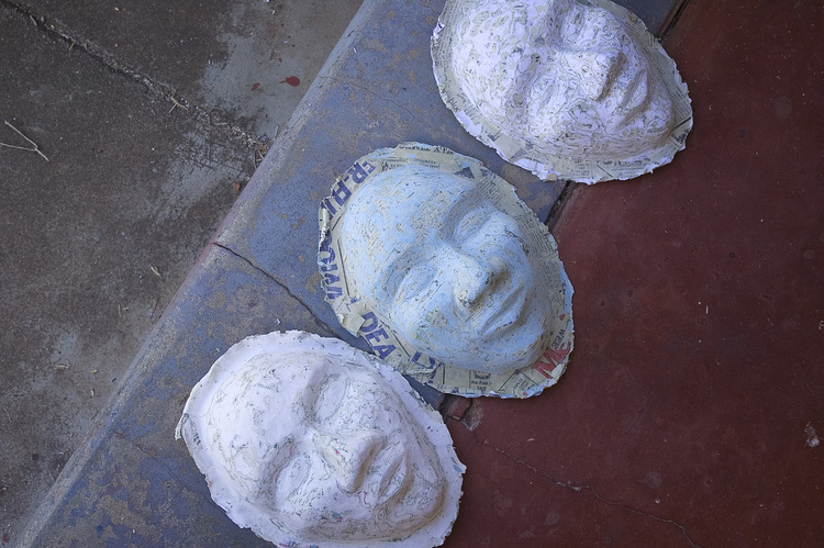 papier mache mask. Three papier mache masks