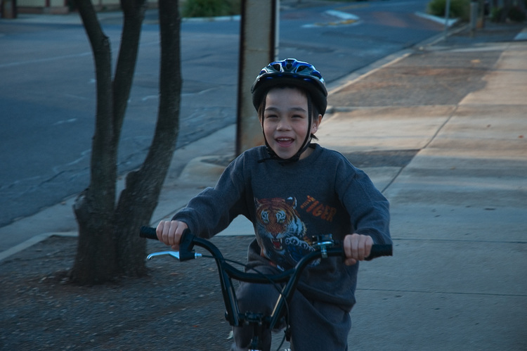 Michael riding his bike