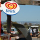 A brightly coloured ice cream vendor's trailer