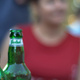 Closeup of two green bottles