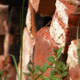 Closeup of a stack of old red bricks