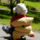 Michael rolling downhill on his skateboard