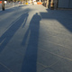 Long shadows of pedestrians