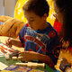 Michael and Theen building a wooded model truck