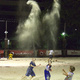 Sand Rockets Michael throwing fireworks-like cups of sand into the sky
