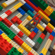 Closeup of a small maze made from lego